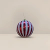 Red and silver striped Christmas ball decorations, festive atmosphere hanging ornaments Application Scenario